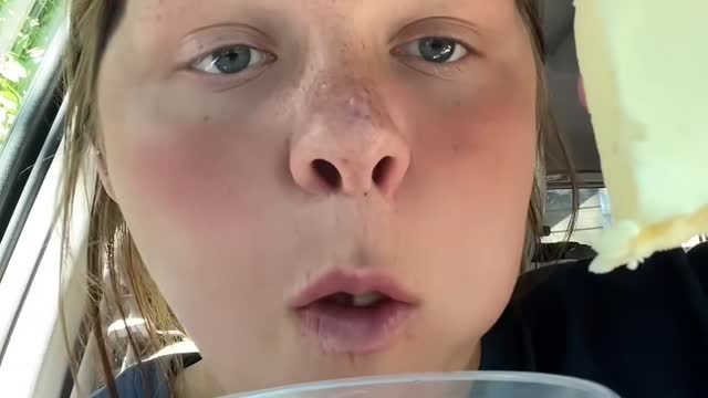 SHE EATING BUTTER DIPPED IN DR PEPPER