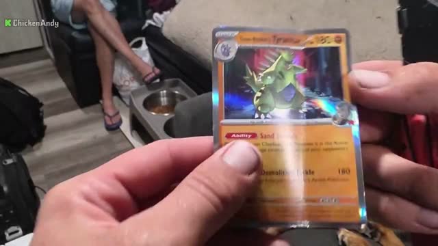 Chicken Andy runs over a 500$ box of Pokemon Cards