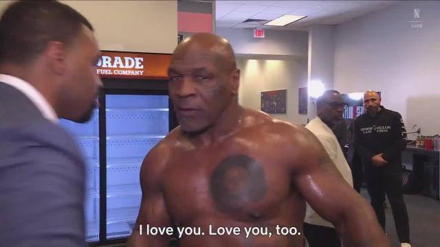 Mike Tyson's pre-fight interview got real cheeky. #PaulTyson