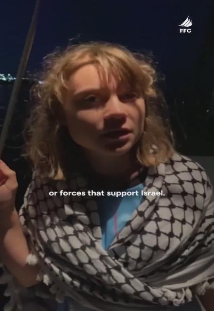 “My name is Greta Thunberg - if you see this video - we have been intercepted & kidnapped by Israeli occupational forces”