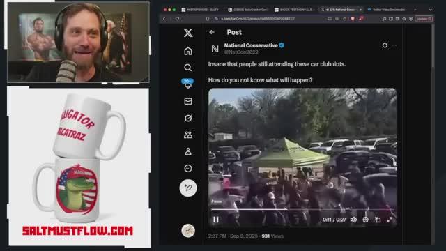 Idiot Doing Burnouts Plows Through Crowd of Equally Dumb People