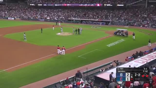 David Fry Takes 99 MPH Fastball to the Face, Skubal in Shock