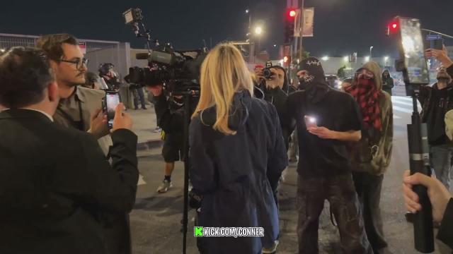 FOX 11 shows up and gets the cord cut @connertwitch  @fox11news  #laprotest