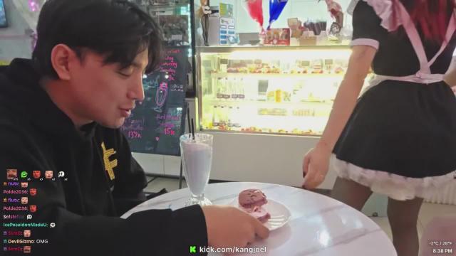 Kick Streamer KangJoel unlocks secret menu at a maid cafe