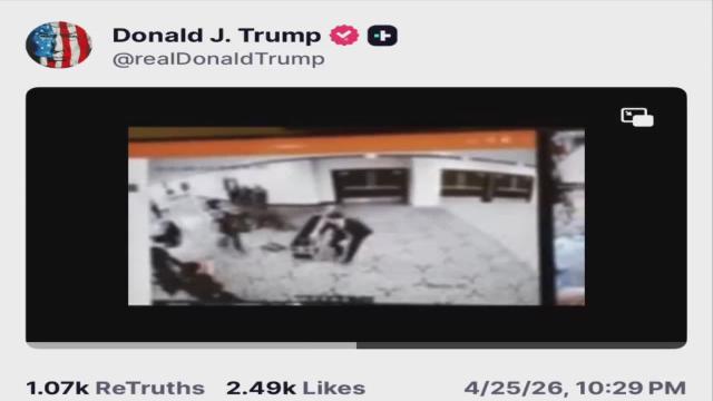 President Trump has posted the video of the would-be assassin running up and shooting a Secret Service agent at the White House Correspondents' Dinner